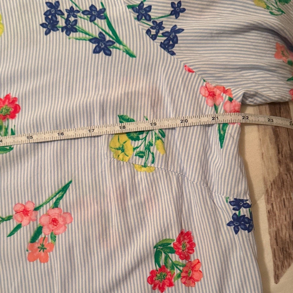 Talbots Blue Floral Striped Blouse - Picture 5 of 9